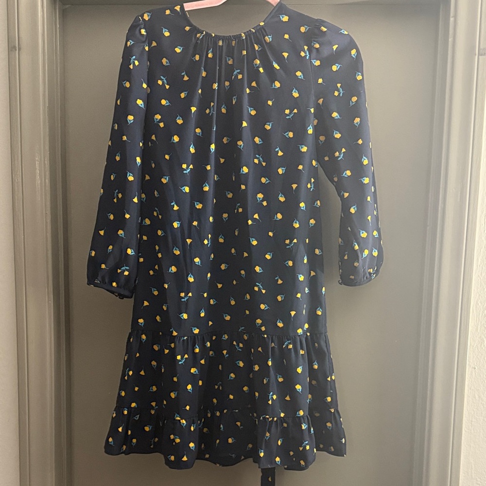 Navy Blue Dress with Yellow Accents